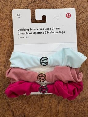 Lululemon uplifting scrunchie logo charm 3 pack